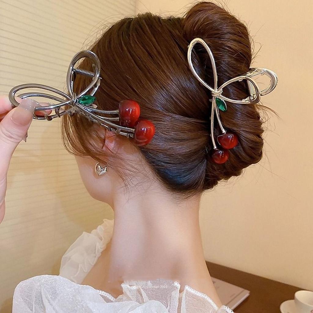 Cherry Hair Claw Clip Fruit Theme Hair Clamp Clamps 3D Cherry Hair Catch Barrettes Strong Hold Hairpin for Girls
