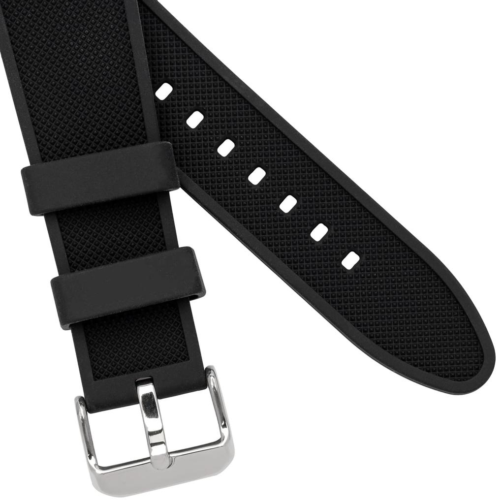 [Crefer] Watch Strap 24mm Silicone Resin Strap Easy To Use with Tools Black SI-14