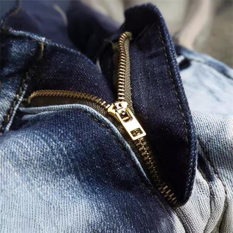 2023 Pánské tenké elastické maskáčové barevné bloky Skinny Jeans 3132