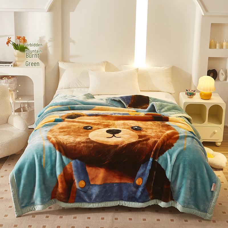 Double-Layer Thickened Raschel Blanket - Super Soft Anti-Static Fleece for Autumn/Winter, Perfect Wedding Gift.