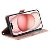 For iPhone 15 Leather Case Rhombus Texture Wallet Stand Phone Cover with Wrist Strap