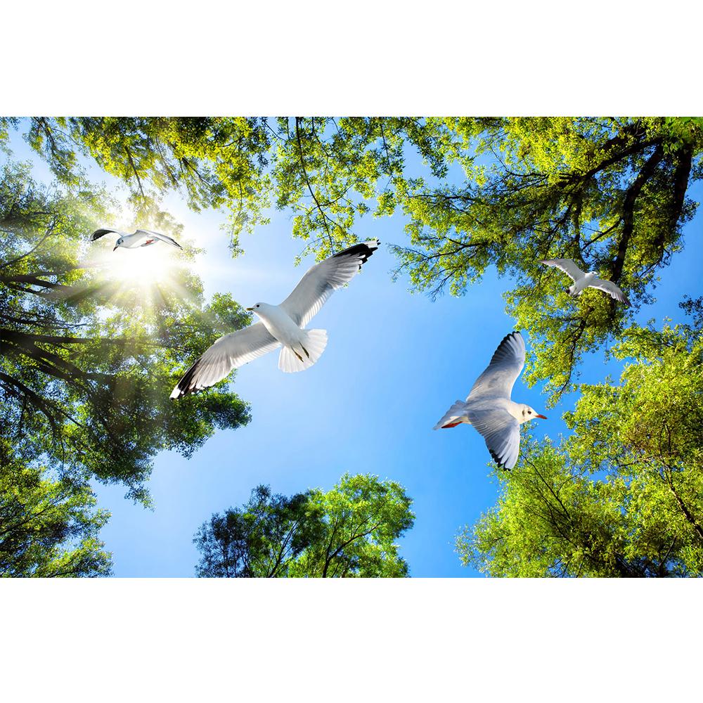 Blue Sky Green Tree White Pigeon Ceiling Wallpaper 3d Large Ceiling Mural Simple Restaurant Living Room Ceiling Wallpaper