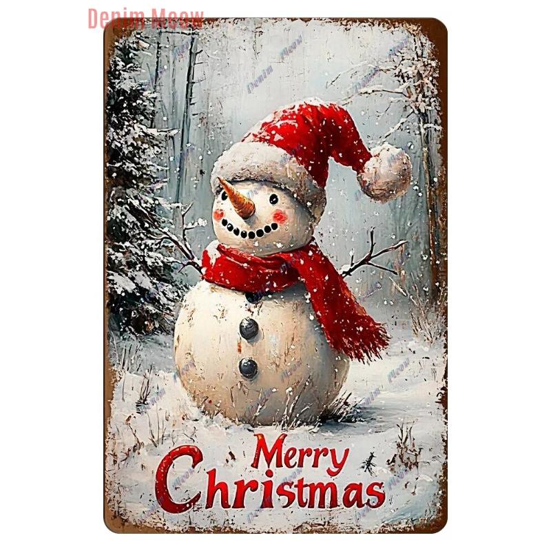 Vintage Merry Christmas Metal Tin Sign, Retro What A Wonderful World Girl, Wall Poster Jingling Bell, Home Decoration, WY297
