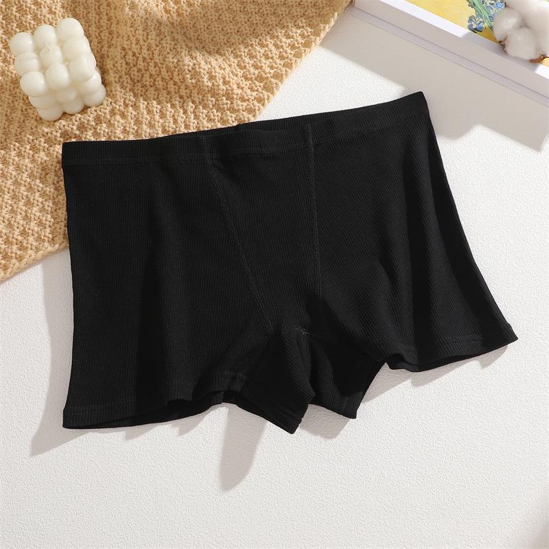 S-XXL Cotton Boyshorts Underwear for Women Stretchy Breathable Panties Sexy Striped Low Waist Shorts Ladies Solid Color Lingerie