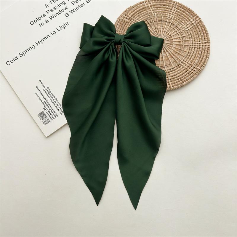 Hairpin Style Bow Double-layered Ribbon Long Tail Tassel Fashionable Lady's Spring Clip Hair Accessory
