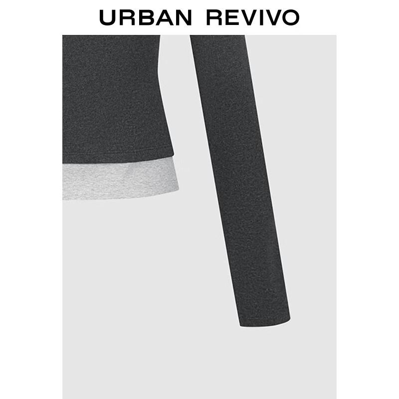 UR2026 Women's Color Block Faux Two-Piece Slim T-Shirt