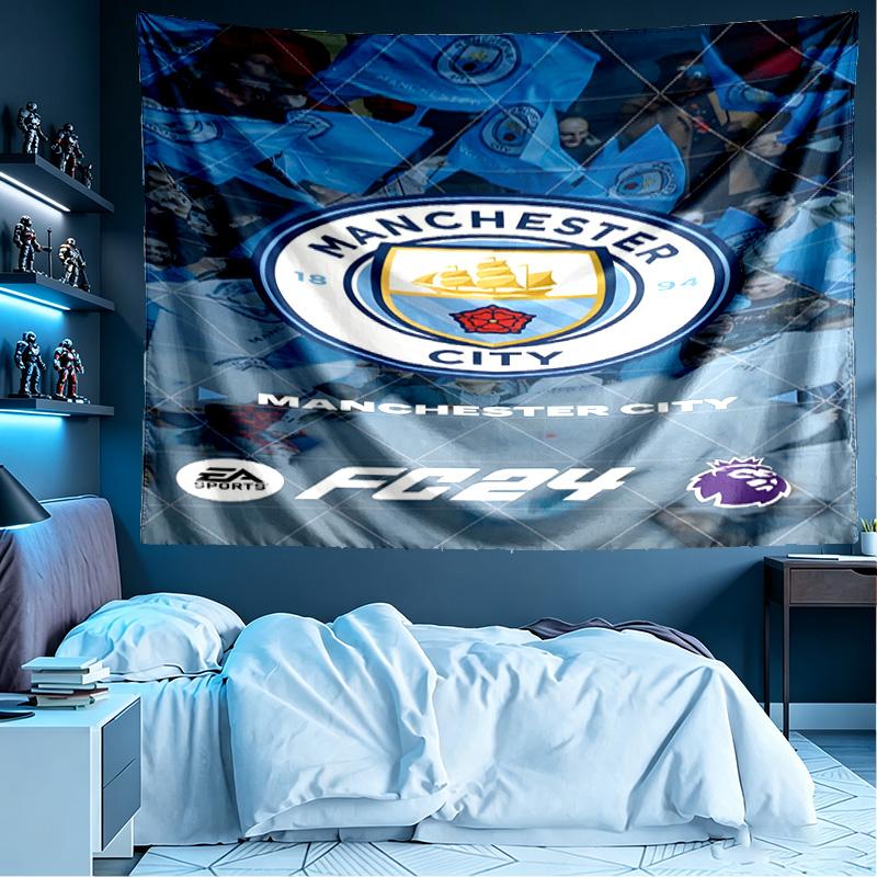 Manchester City FC Print Tapestry, Lightweight Wall Hanging, for Bedroom, Dorm, Living Room, Home Art Decor - Birthday Christmas Gift for Friends