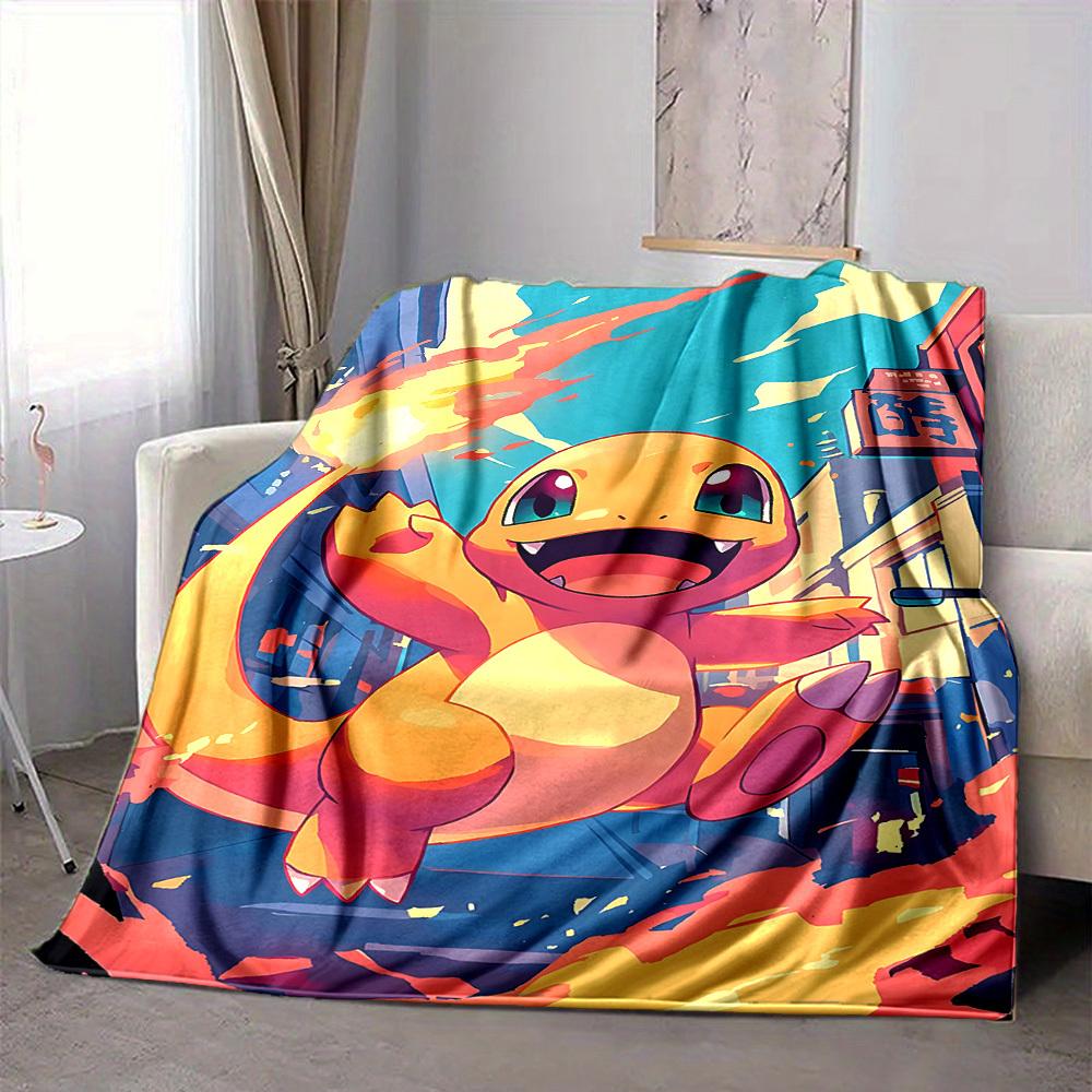 

1pc Flame Pokémon Flannel Blanket, Soft Skin-Friendly with Digital Printing, Various Sizes Available 80x120cm
