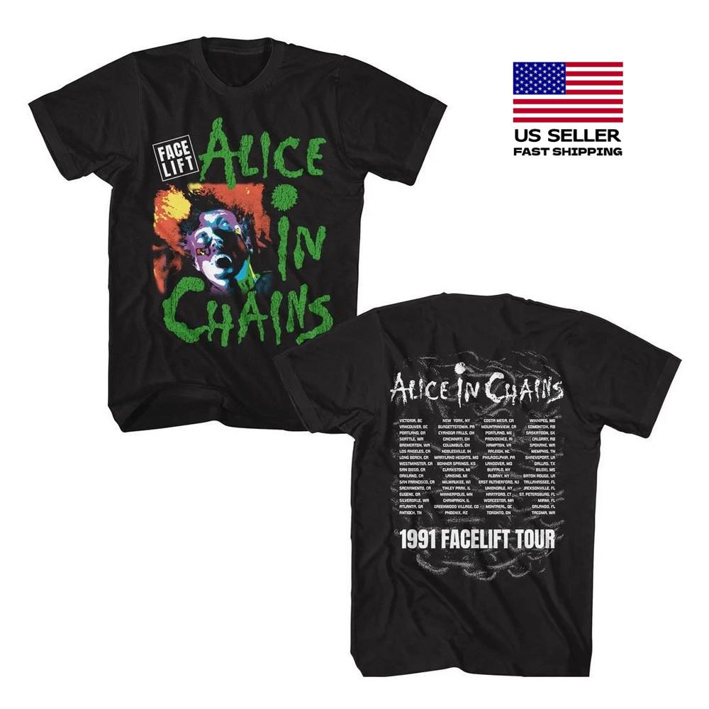 New Hot Alice In Chains Facelift Tour 91 Front and Back Print Adult Unisex T-Shirt M