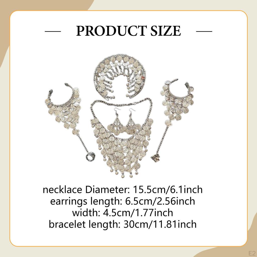 4 Pieces Wedding Jewelry Set Belly Dance for Valentine's Day Party Women