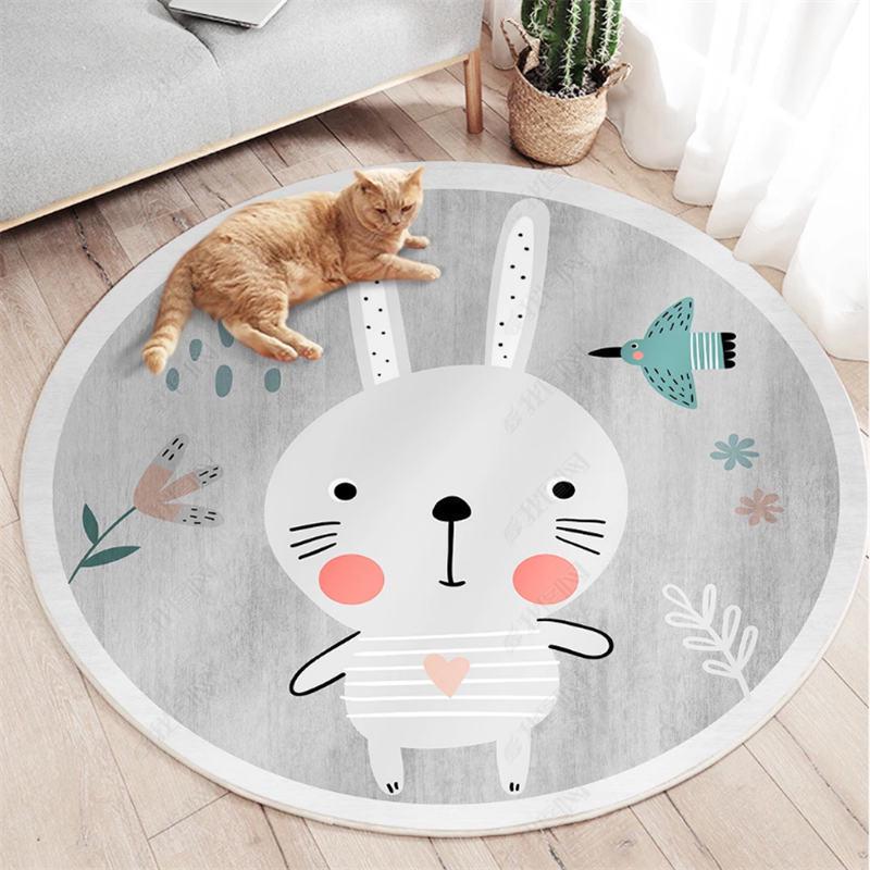 Cartoon Round Carpet for Kids: Living Room, Sofa, Coffee Table, Bedroom Cushion, Hanging Basket, and Chair Floor Mat