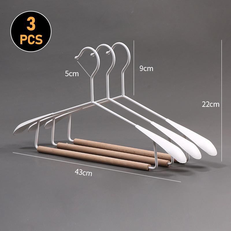 3Pcs Retro Metal Wood Hanger Wardrobe Wide Shoulder Non-slip Clothes Hangers Household Coat Pants Suits Drying Rack Organizer