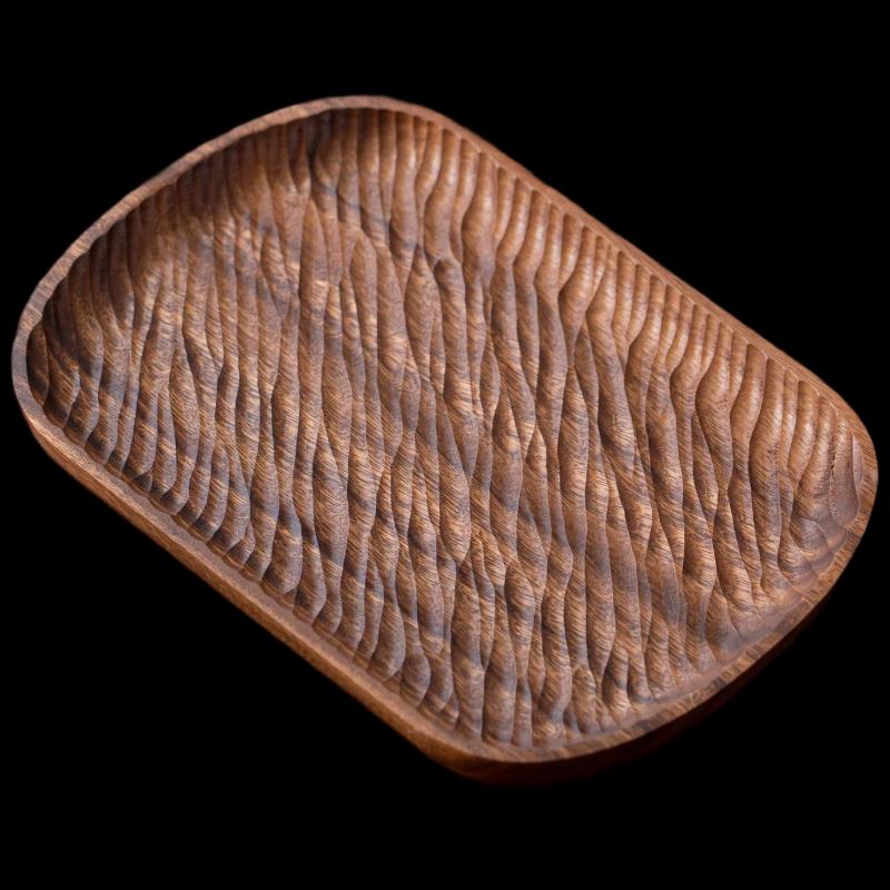 Wutuo Handmade Walnut Wood Rectangular Tea & Snack Tray