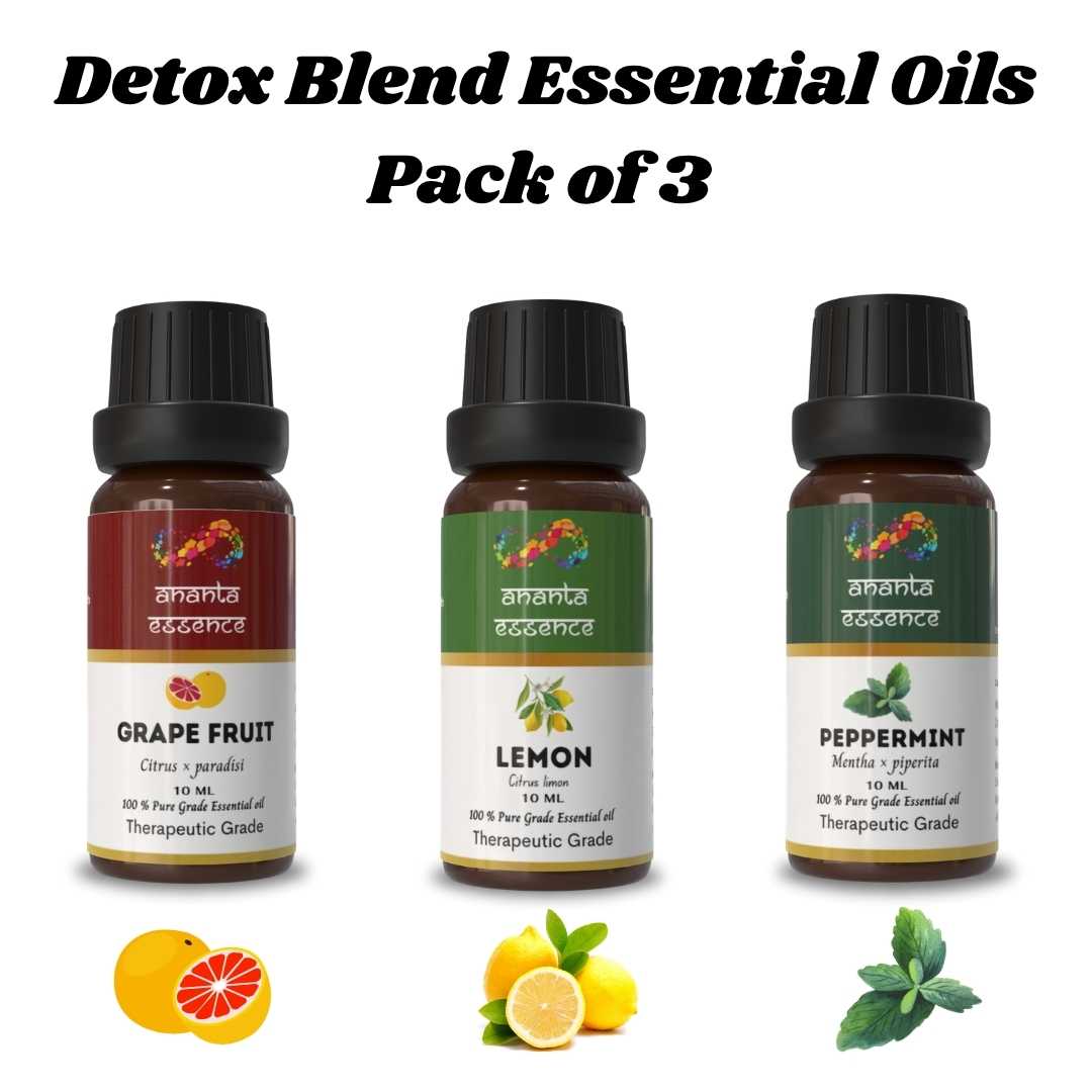 

Ananta Detox Essential Oil Combo – Grapefruit, Lemon & Peppermint Aroma Oils (10 ml × 3) Volume= 10ml