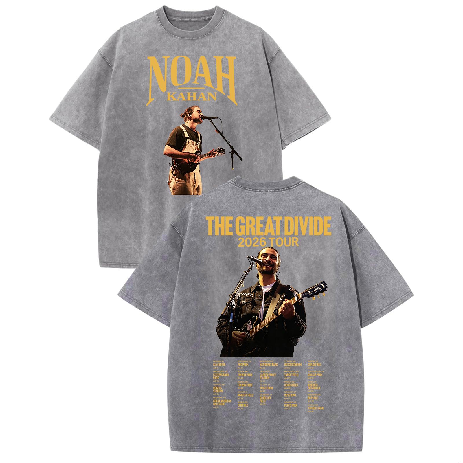 

Noah Kahan The Great Divide Tour Washed Tshirt Man Women Vintage Summer ONeck Short Sleeve T Shirt S
