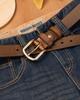 Men's Genuine Leather Retro Belt - Top Layer Cowhide, Vegetable-Tanned, Pin Buckle, Versatile for Middle-aged and Young.