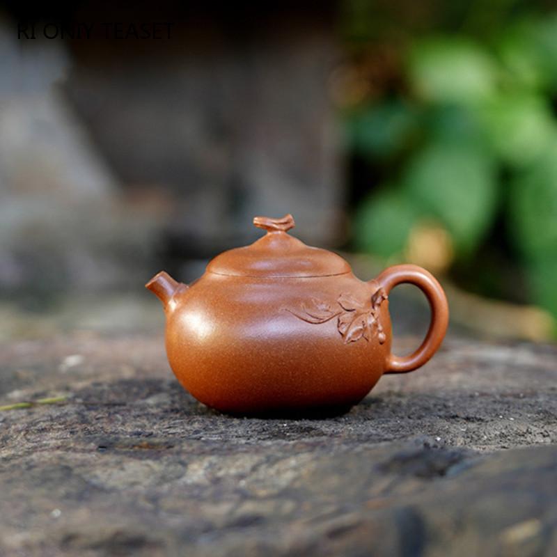 Chinese Yixing Purple Clay Teapot Creative Handmade Gourd Tea Pot Beauty Tea Infuser Kettle Raw Ore Zisha Tea Set Teaware 130ml