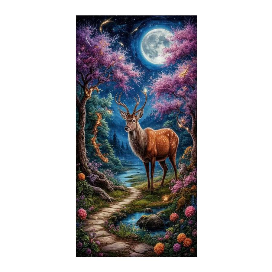 Large Size Diamond Painting Moon Forest Deer Diy Full Square Round Drill Rhinestone Embroidery Animals Mosaic Cross Stitch Kits Wall Decor