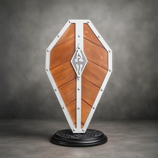 Dragon Crest Medieval Shield  Fantasy Wooden Display Prop for Skyrim Fans, Cosplay,  Collector Decor