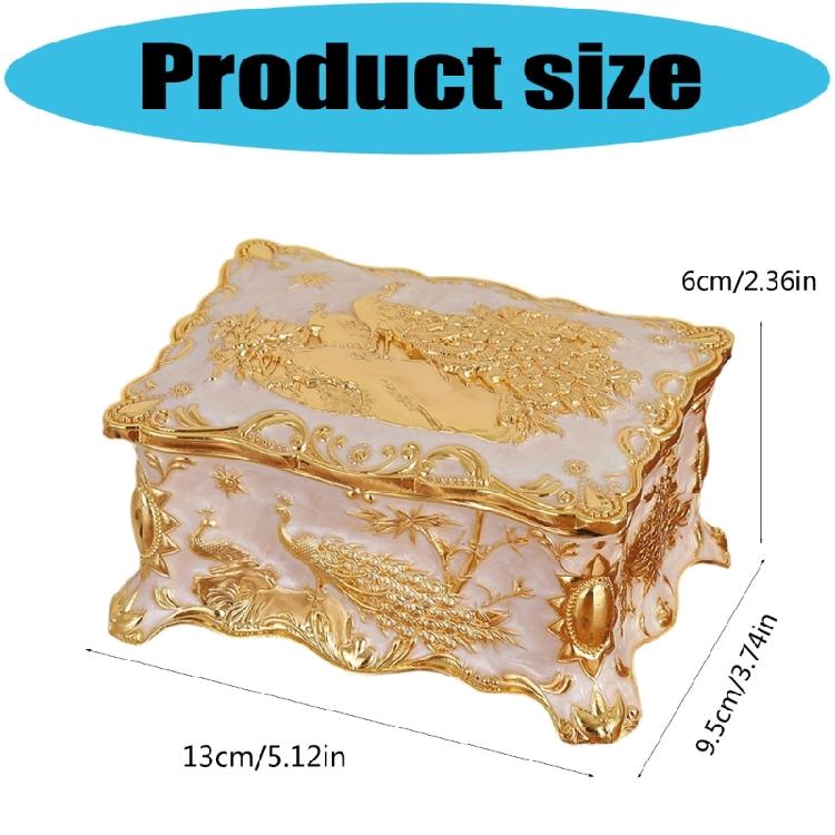 Decorative Peacocks Design Jewelry Box in Colorful Zinc Alloy Material for Vanity Table Organization and Jewelry Protections
