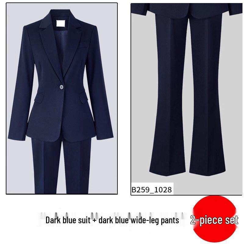 Women's 2025 New Style Dark Blue Padded Professional Suit Set
