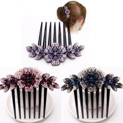 Peignes à Cheveux Femme Pince Coiffure Diamant Fleur Peigne à Cheveux Élégant Épingles à Cheveux Fleur Créateur de Chignon Fourchette à Cheveux Mode