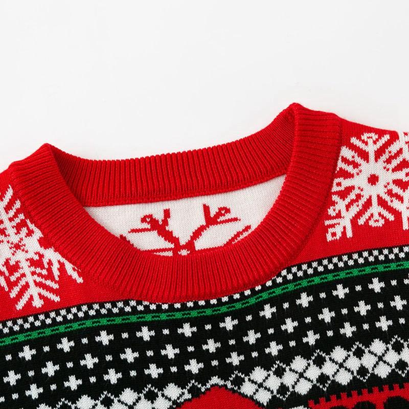 2-7 Years Kids Christmas Style Printed Sweater Round Neck Knitted Sweatshirt