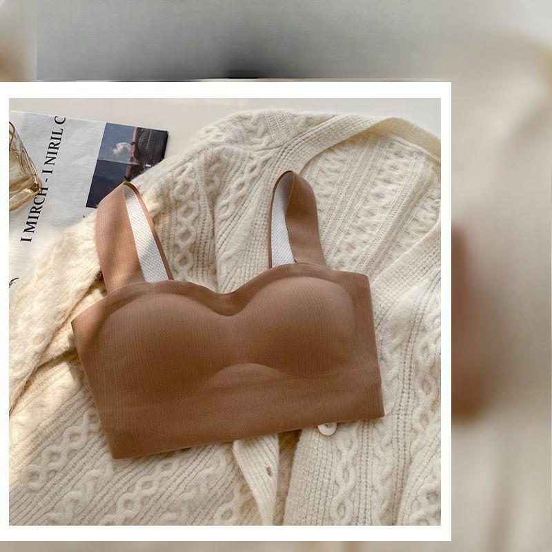 Women's Push - Up Wire - Free Anti - Sagging Bra with Side Support Seamless One - Piece Tank Style for Autumn and Winter