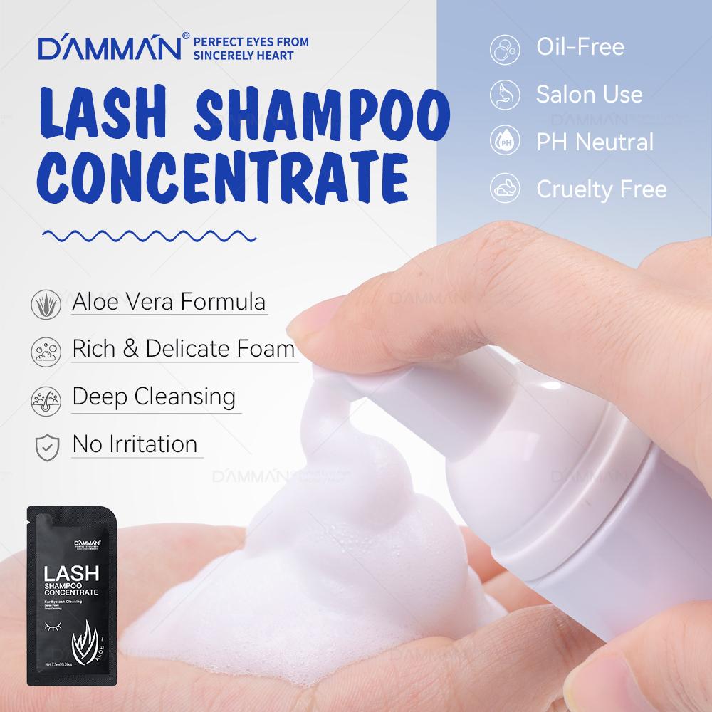 DAMMAN Aloe Wimpernshampoo Konzentrat 7,5ml Wimpernverlängerung Reiniger Tiefenreinigung