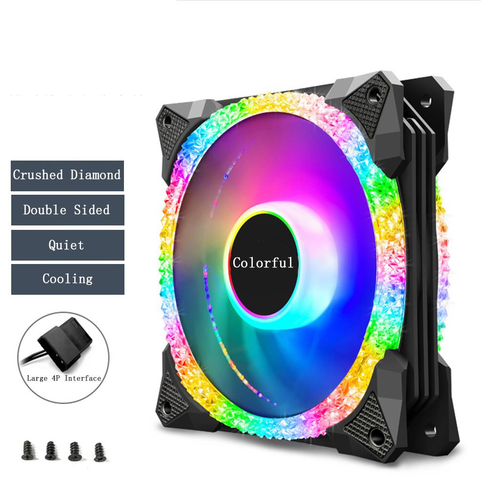 120mm LED Cooling Fan 12CM RGB Heatsink Rainbow Silent Fan Crushed Diamond PC Computer Case Fan Cooler Controller Dropshipping