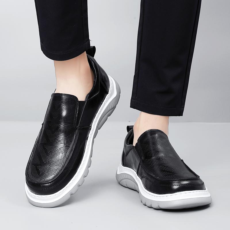 Fashion 2025 Luxury Brand Cowhide Spring and Summer Casual Business Shoes Men Walking Office Shoes Genuine Leather Lazy Driving Shoes