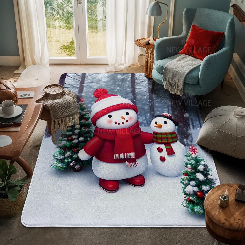 House Entrance Carpet Home Door Mat Living Room Bath Foot Bathroom Non-slip Water Absorption Rugs Bath Merry Christmas Winter