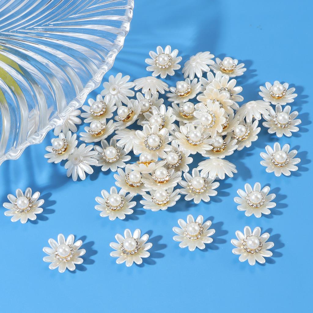New 50pcs oversized gold background with diamond pearl flowers, DIY earrings, necklaces, headwear, jewelry making crafts