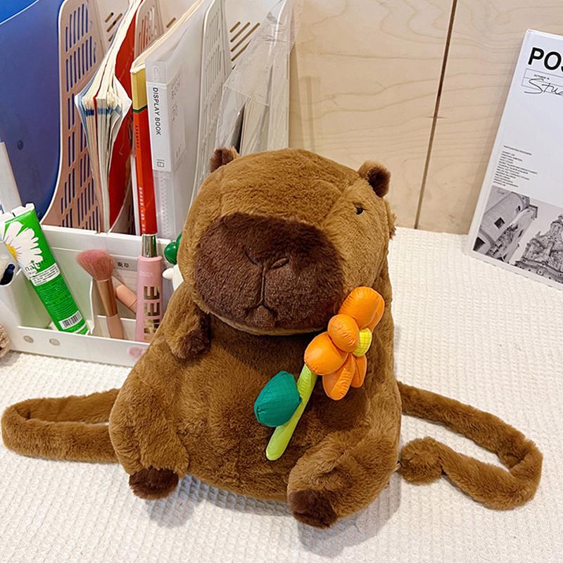 Модный милый повседневный мультяшный плюшевый рюкзак в виде капибары для женщин