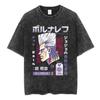 Jolyne Cujoh Stone Ocean Vintage Washed T Shirt Anime Jojo Bizarre Adventure T-shirts Casual Cotton Short Sleeve T Shirts Unisex