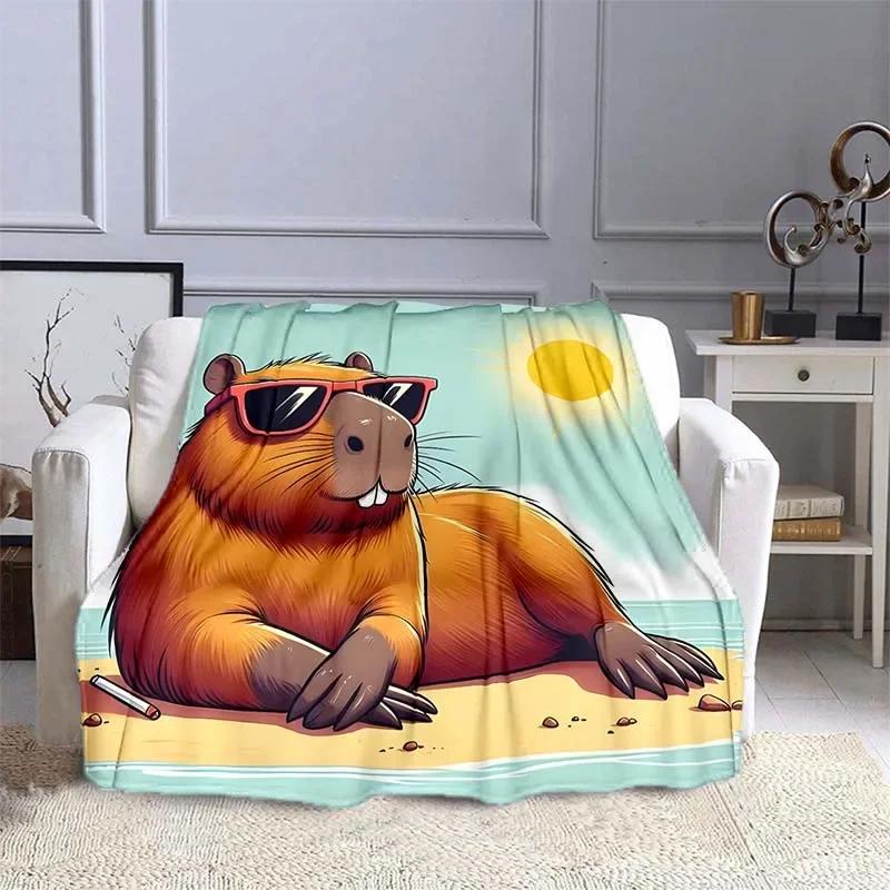 10 Sizes Cartoon Capybara Pattern Blanket Warm Soft Fluffy Kids and Adult Sofa Bed Throw Blanket Outdoor Travel Camping Sheet