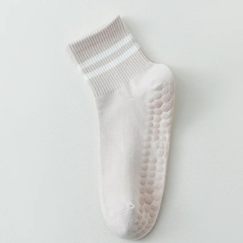Yoga Socks Women Professional Silicone Non-slip Pilates Socks Casual Striped Cotton Indoor Floor Gym Fitness Dance Sports Socks