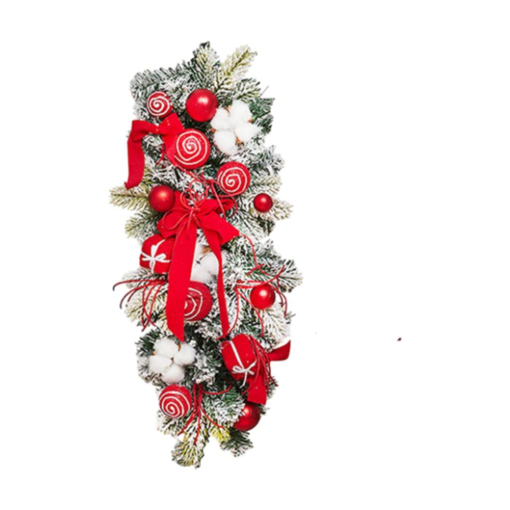 Christmas Stairway Swag with Lights Holiday Artificial Ornament for Stairs Dining Room Front Door Background Wall Living Room