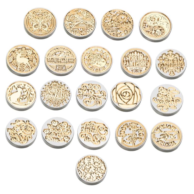 5Pcs Butterfly Rose Embossed Seal Stamp Replaceable Seal Stamp Head for Letter Envelope Christmas Card Party Invitations