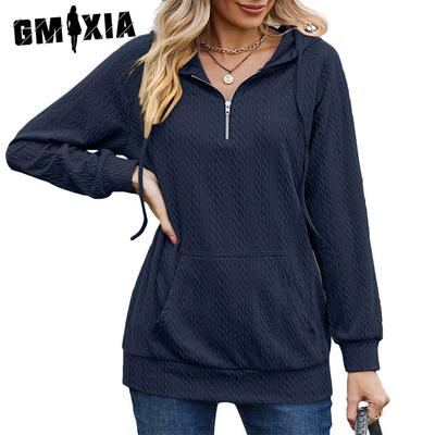 Women's Fashion Casual Solid Color Print Autumn Winter Long Sleeve  Loose Sweaters