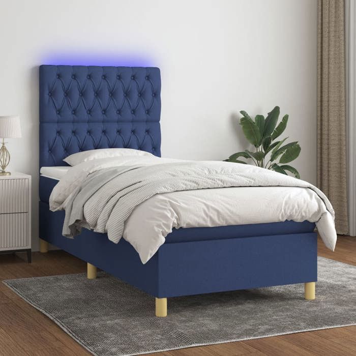 VidaXL Slat Bed Base with Mattress and LED, Upholstered Bed, Single Bed, Adult Bed for Interior Bedroom, 3135643