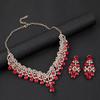 Latest Stylish Design Fancy Wedding Party Crystal Diamonds Necklace Jewellery Set for Women
