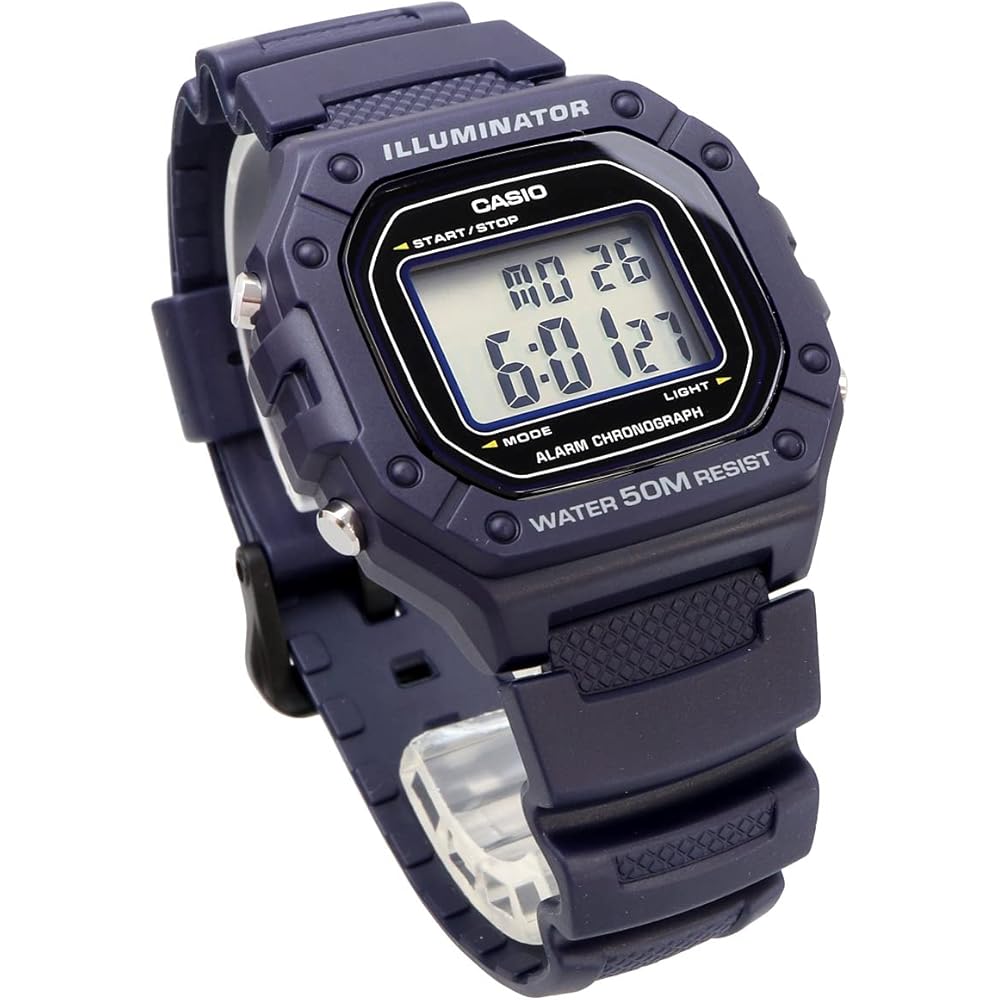 Casio Standard Digital W-218H-2A Navy Watch Unisex Water Resistant Lightweight