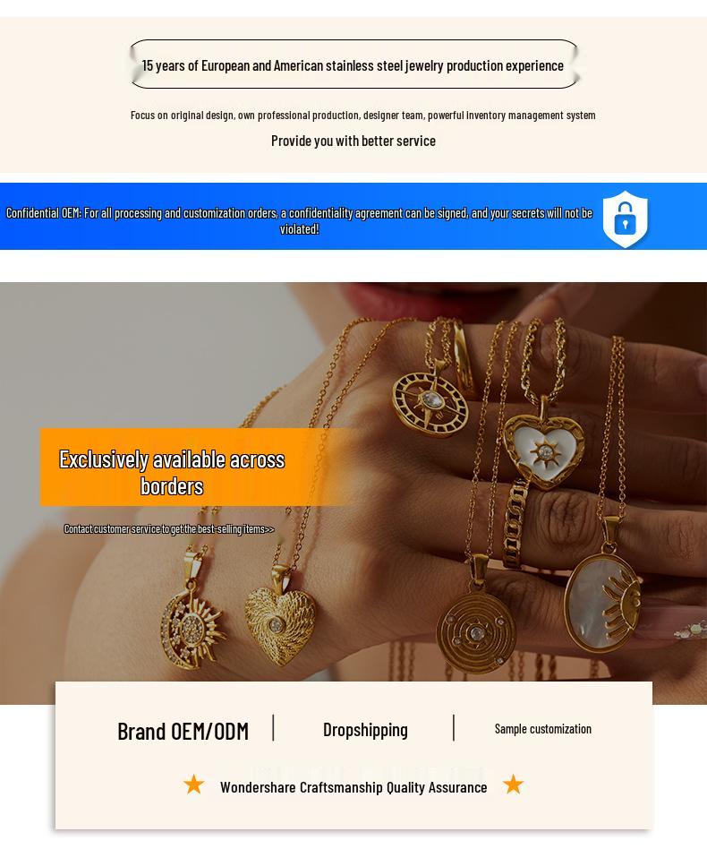 Wondershare High-End Stainless Steel Beaded Tassel Ring for Women - European & American Style Jewelry