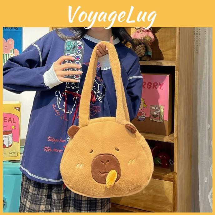 With Carrot Capybara Snout Plush Crossbody Shoulder Bag Animal Bag Cartoon