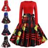 Elegant Women Long Sleeve Christmas Costume Dress In Vintage Santa Style