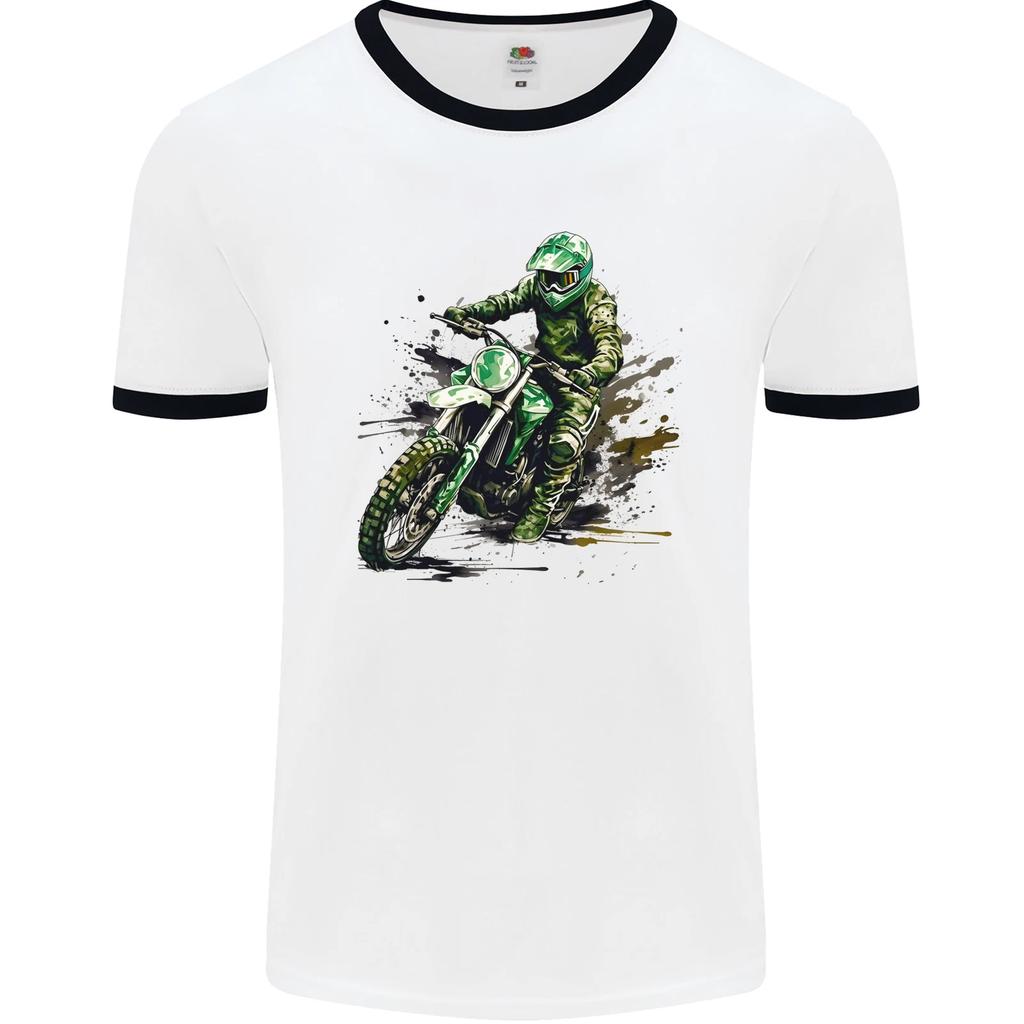Graffiti Motorcross MotoX Motorbike Biker Mens Ringer T-Shirt