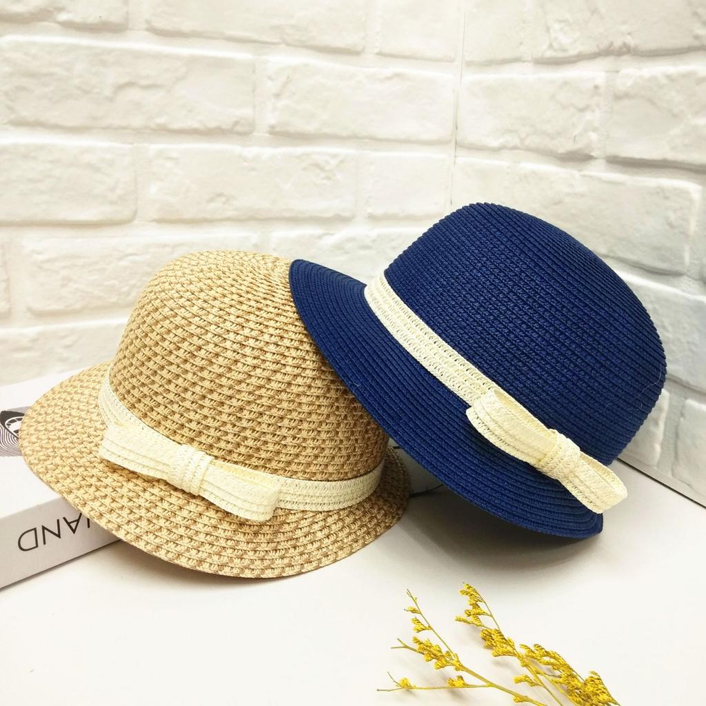 Front big and back small bow straw hat women's spring and summer new fashionable versatile face small travel sunshade sun hat