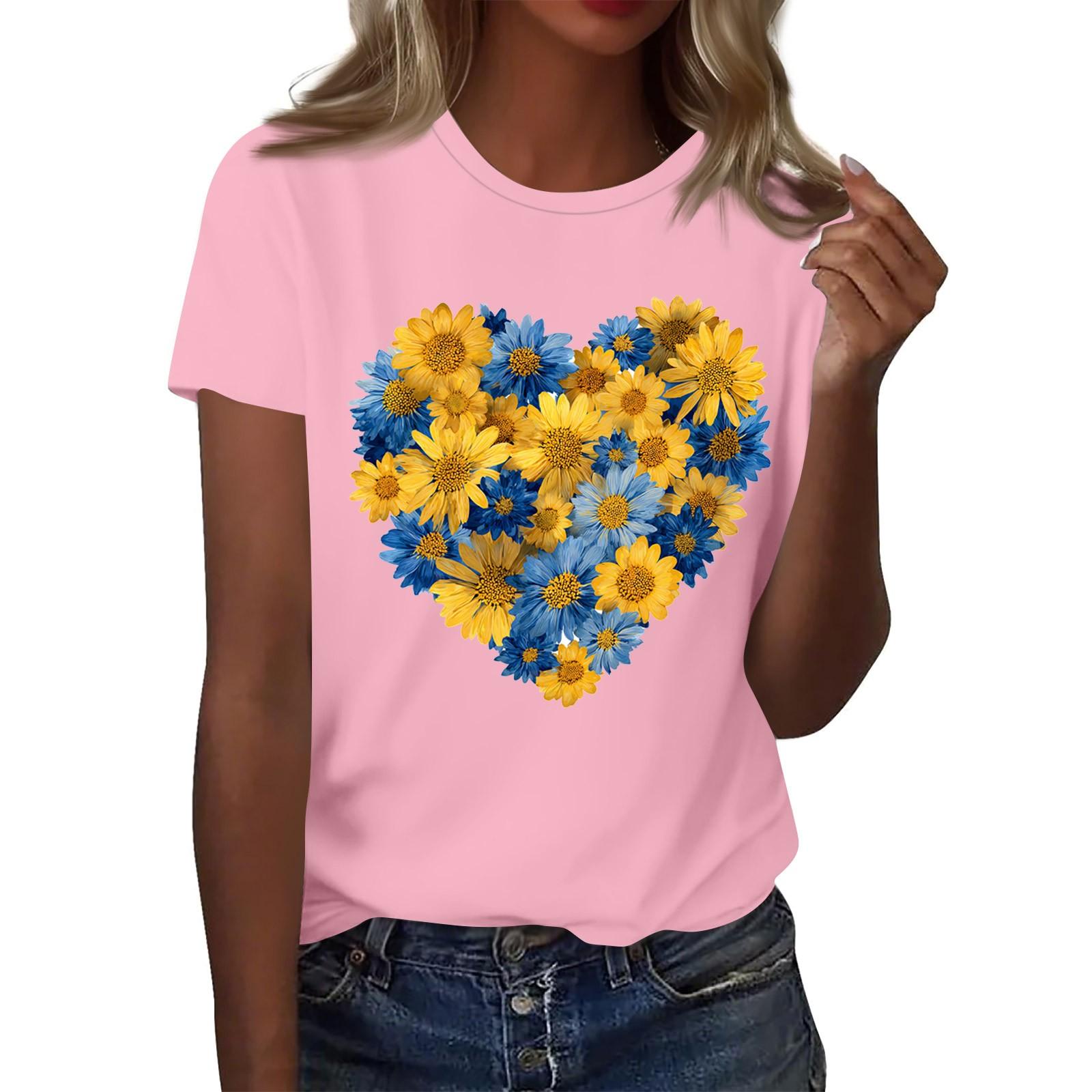 

Женская мода повседневная футболка с круглым вырезом и короткими рукавами, топ, футболка, топ M розовый