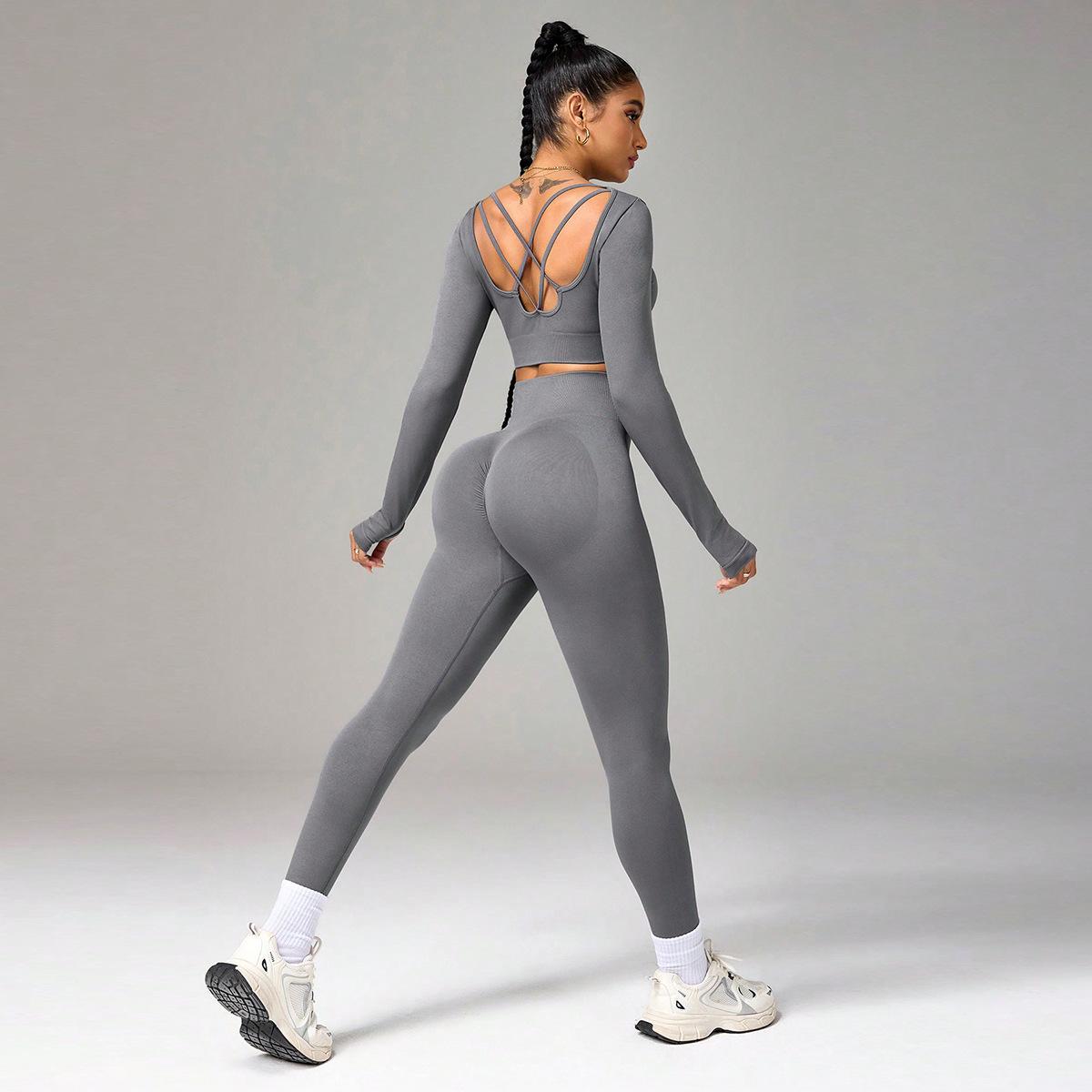 JYL Seamless Yoga Set Hip Lifting Short Sleeve Outfit S горько
